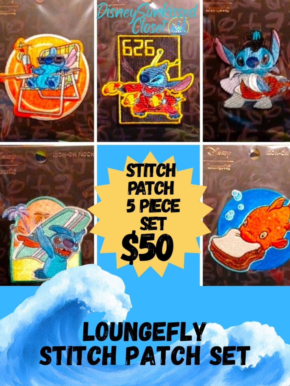 Loungefly Disney's Stitch Set of 5 Patches